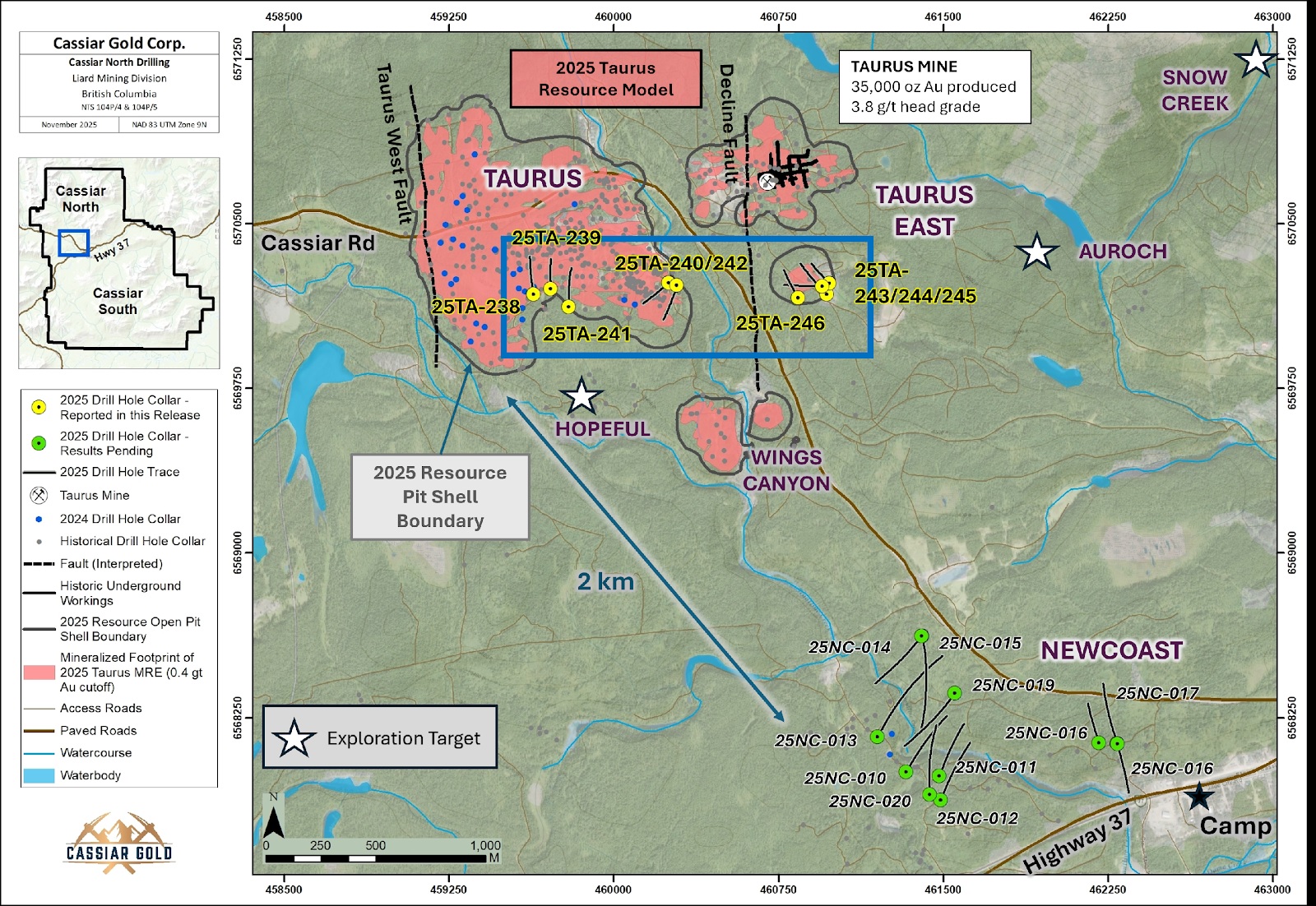 Cassiar Gold Drills 13.53 g/t Gold over 13.4 Meters from 28.2